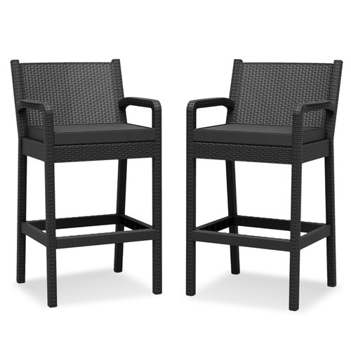 Patio rattan bar stools - 2, set