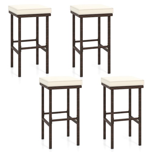 Wicker bar stools set - of, w/