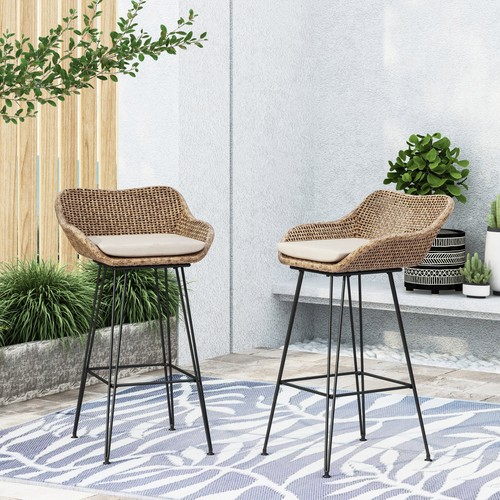 Brown wicker and iron - 29.25",
