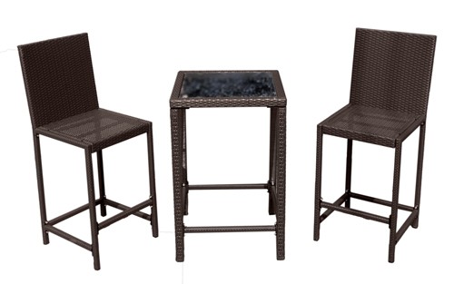 Dark brown wicker patio - patio, bar